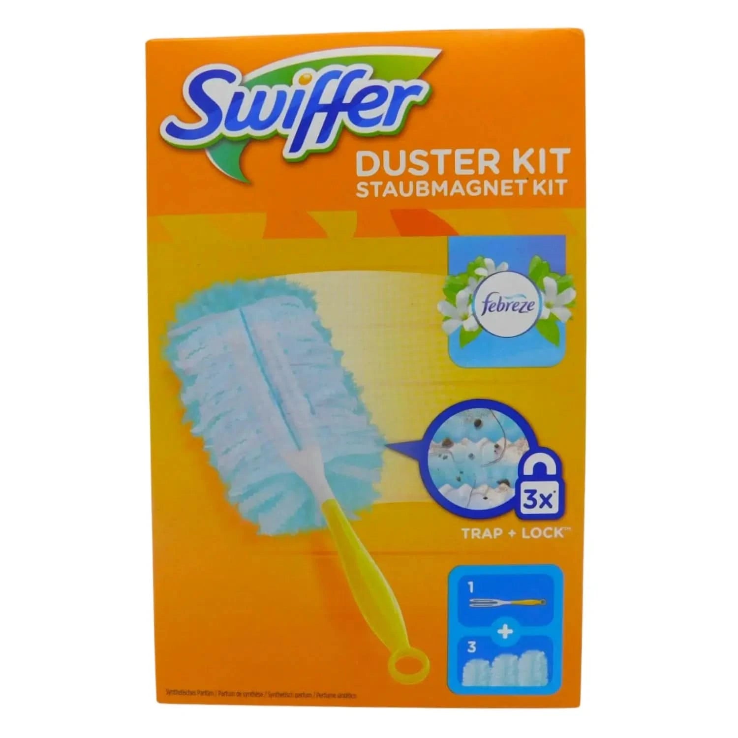 SWIFFER Duster Handgriff + 3 Staubfangtücher Febreze.