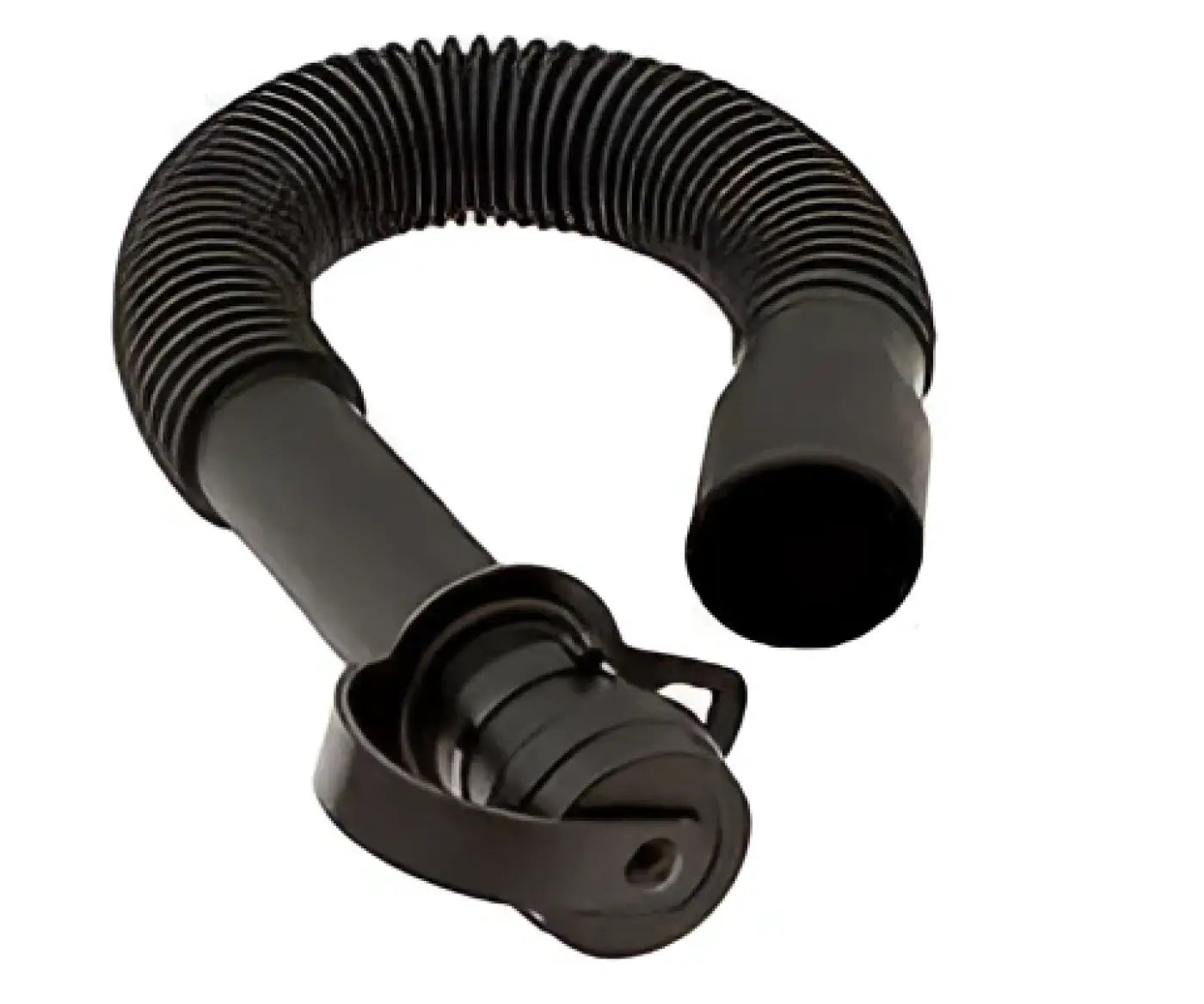 Schwarzer flexibler ablassschlauch mit geformtem plastikanschluss und schelle für tennant 5680 teller 80 cm oder t5 65 70 cm