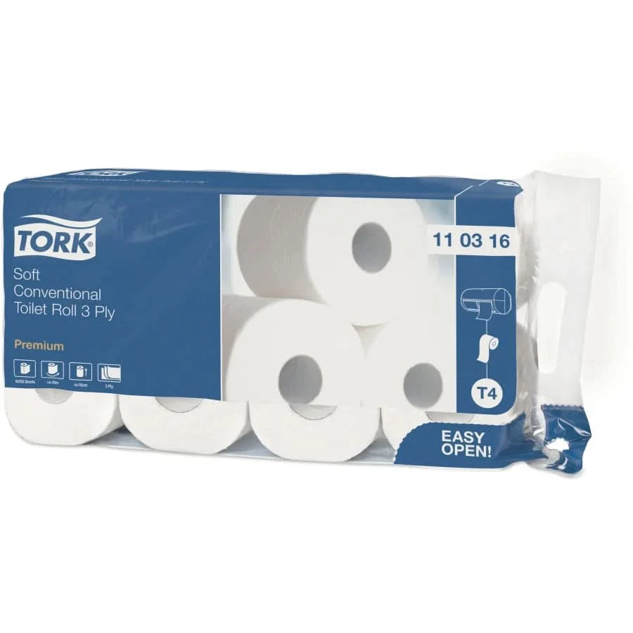 Tork Toilettenpapier T4 Premium 3-lagig Weiß extra weich 9x8Rollen 250Blatt.