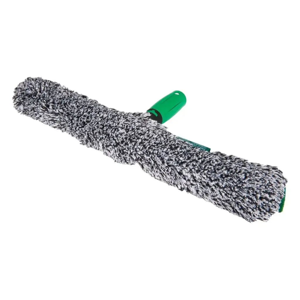 Unger ergotec 2in1 starter set ak011a fensterreinigungswerkzeug mit grünem griff und dichtem grau-weißem mikrofaserkopf