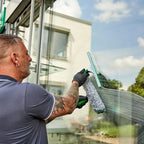 Unger ergotec profi glasreinigungsset ak013 grün-silberner fenstersauger mit grauem mikrofaser-schwammkopf