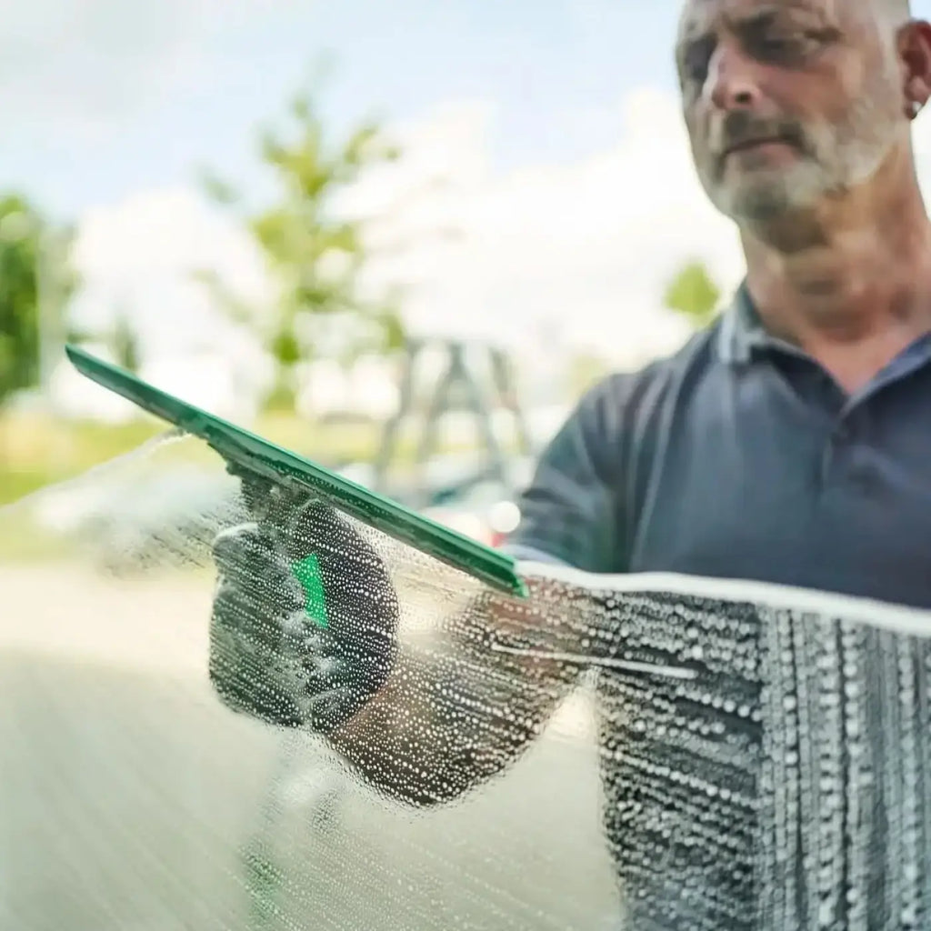 Grüner ung er ergotec profi glasreinigungsset squeegee mit strukturiertem griff für glasflächenreinierung