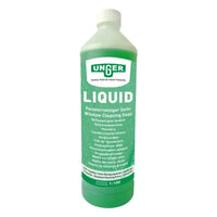 Unger liquid fensterreinigungsseife in grünem durchsichtigem kunststoffflasche mit weißem deckel
