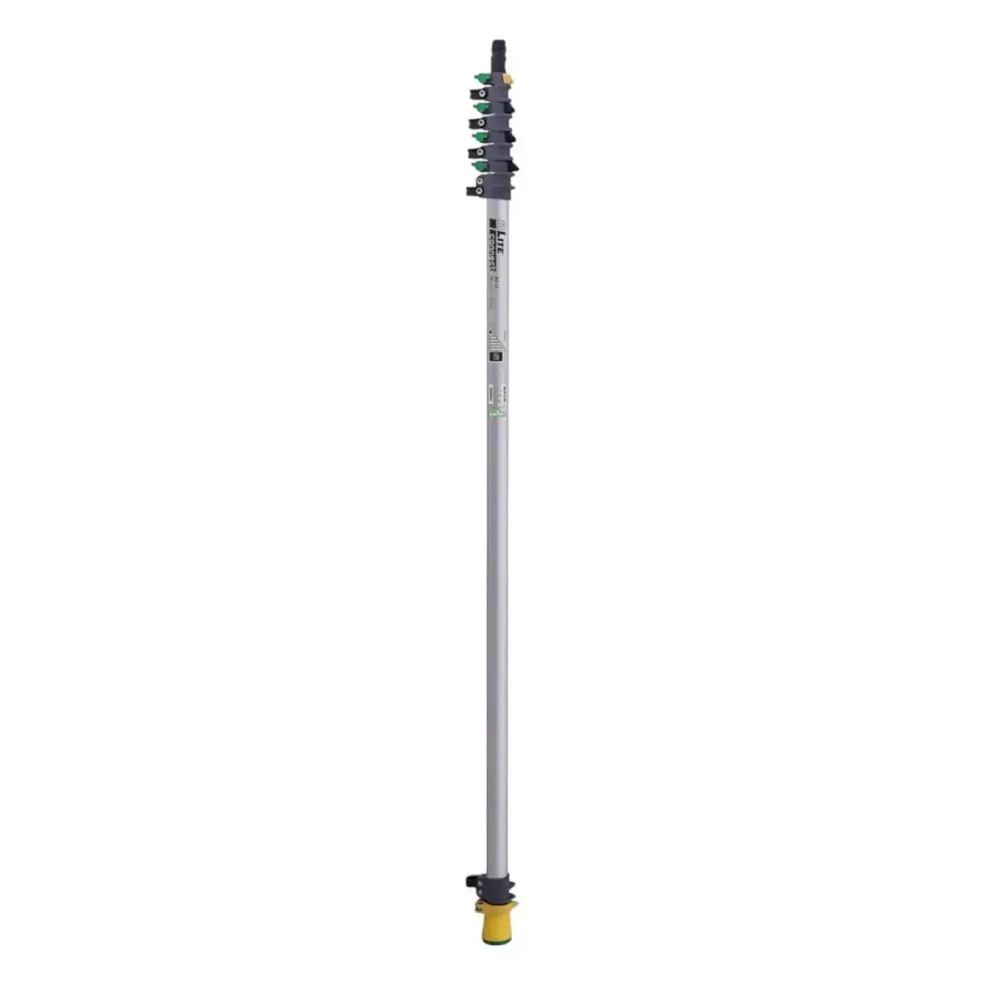 Unger nLite connect alu masterstange silberne aluminiumausziehstange mit schwarzen und grünen verstellbaren segmenten und gelber basisabdeckung