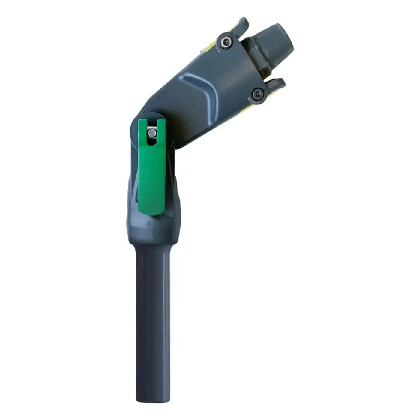Dunkelgraue kunststoff-spritzpistole mit grünem abzug und eckigem design im unger nlite connect winkeladapter set ngc