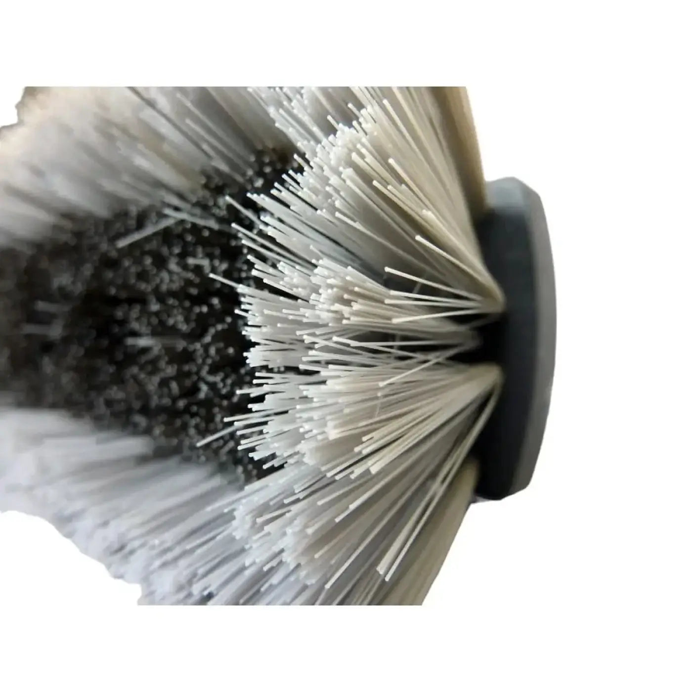 Nahaufnahme einer schwarzen unger nlite power bürste mit dichten weißen borsten und mittlerer grauer abrasive