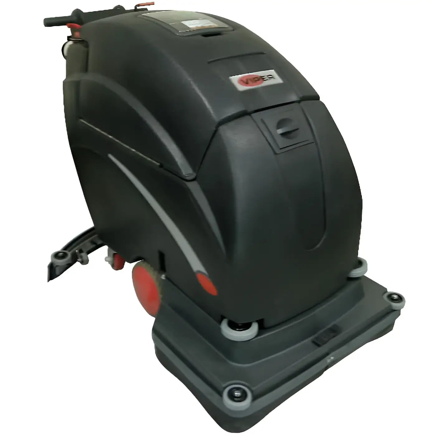 Schwarze industrielle scheuersaugmaschine viper fang28t mit roten akzenten und viper logo