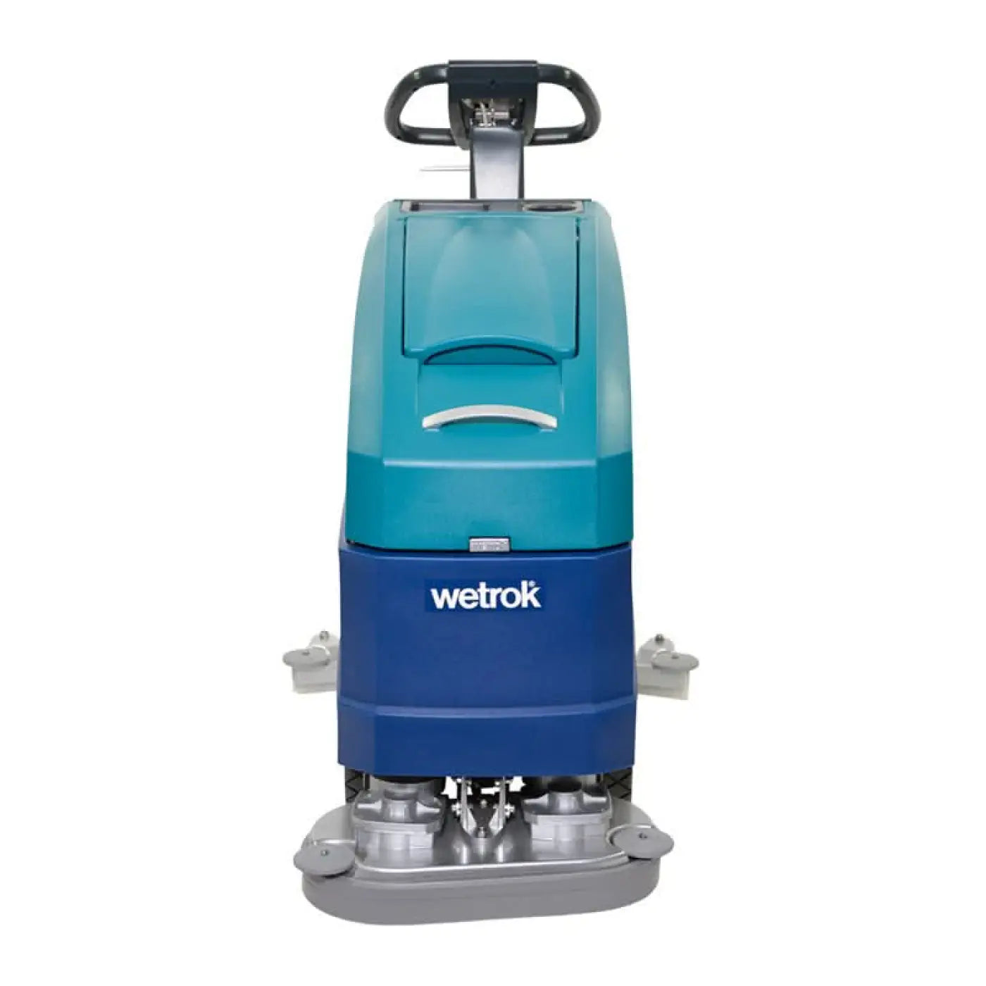Teal und blaue wetrok duomatic esprit reinigungsmaschine bodenreinigungsmaschine mit schwarzem griff, rückansicht
