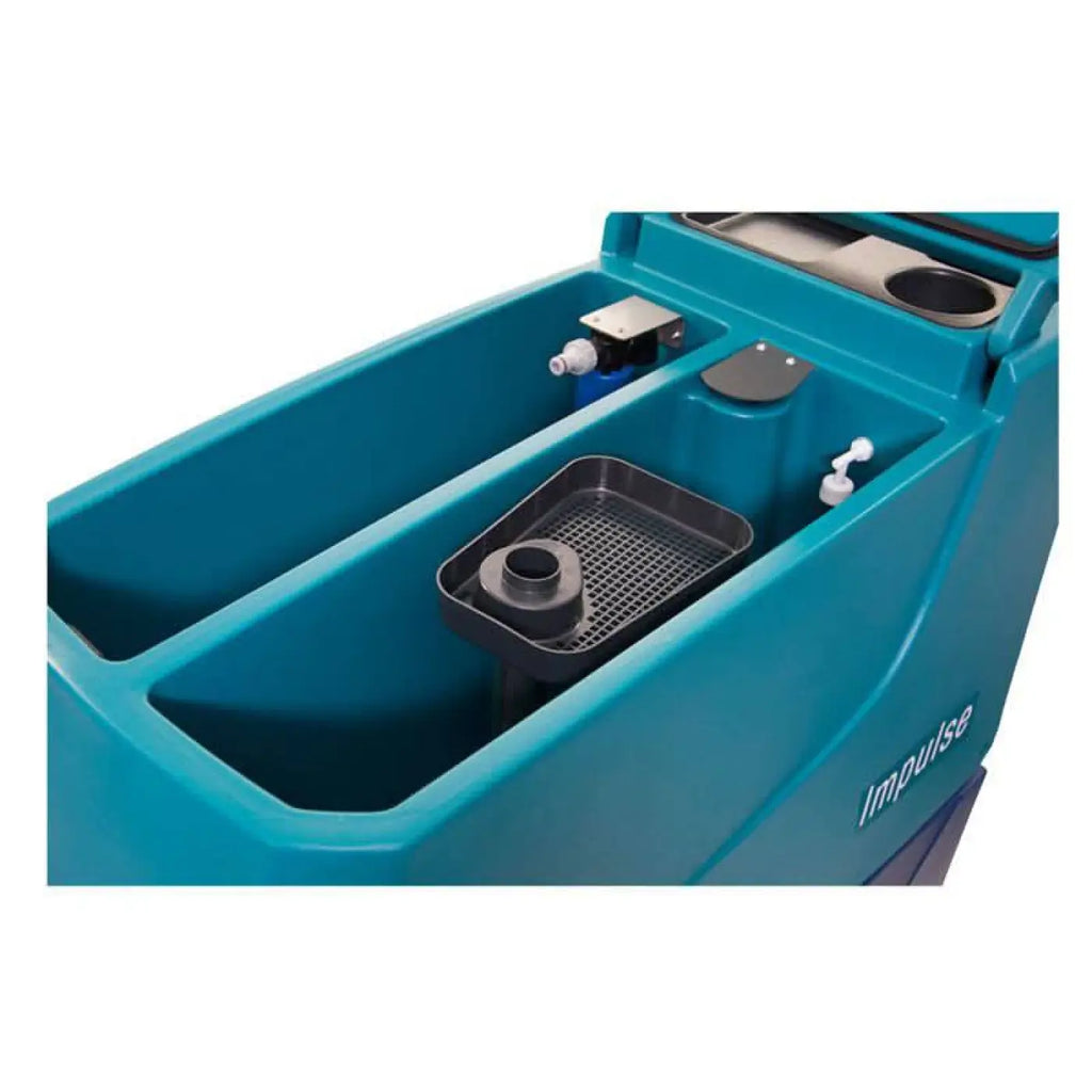 Teal Kunststoff industrieller bodenreinigungsmaschine wetrok duomatic impulse mit schwarzem gittertablett und weißen armaturen