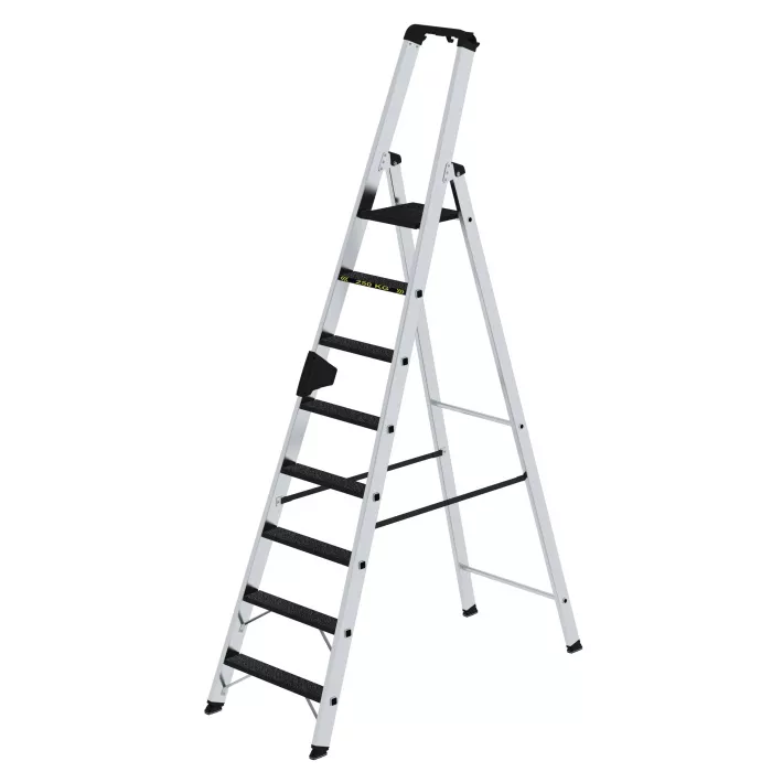 Munk Günzburger Steigtechnik Stufen-Stehleiter 250 kg einseitig begehbar mit clip-step R13 8-Stufig