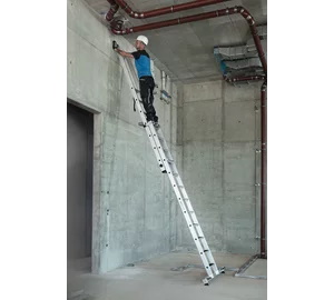 Günzburger Steigtechnik Stufen-Schiebeleiter 2-teilig mit nivello-Traverse Ausführung