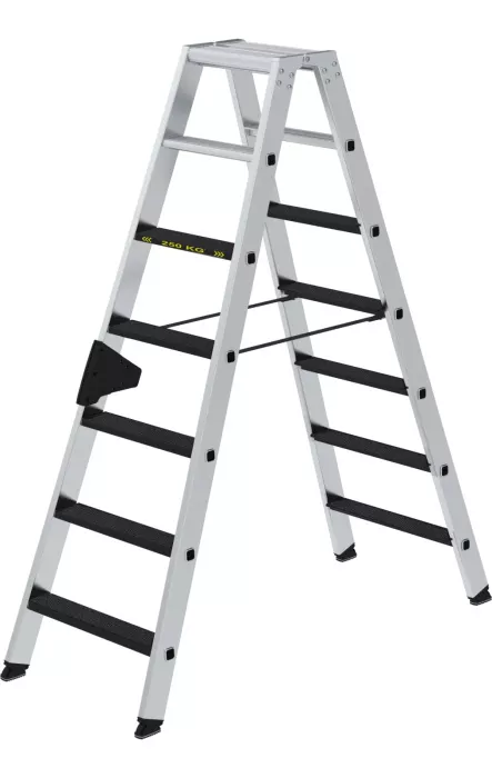 Günzburger Steigtechnik Stufen-Stehleiter 250 kg beidseitig begehbar mit clip-step R13 2x7 Stufen