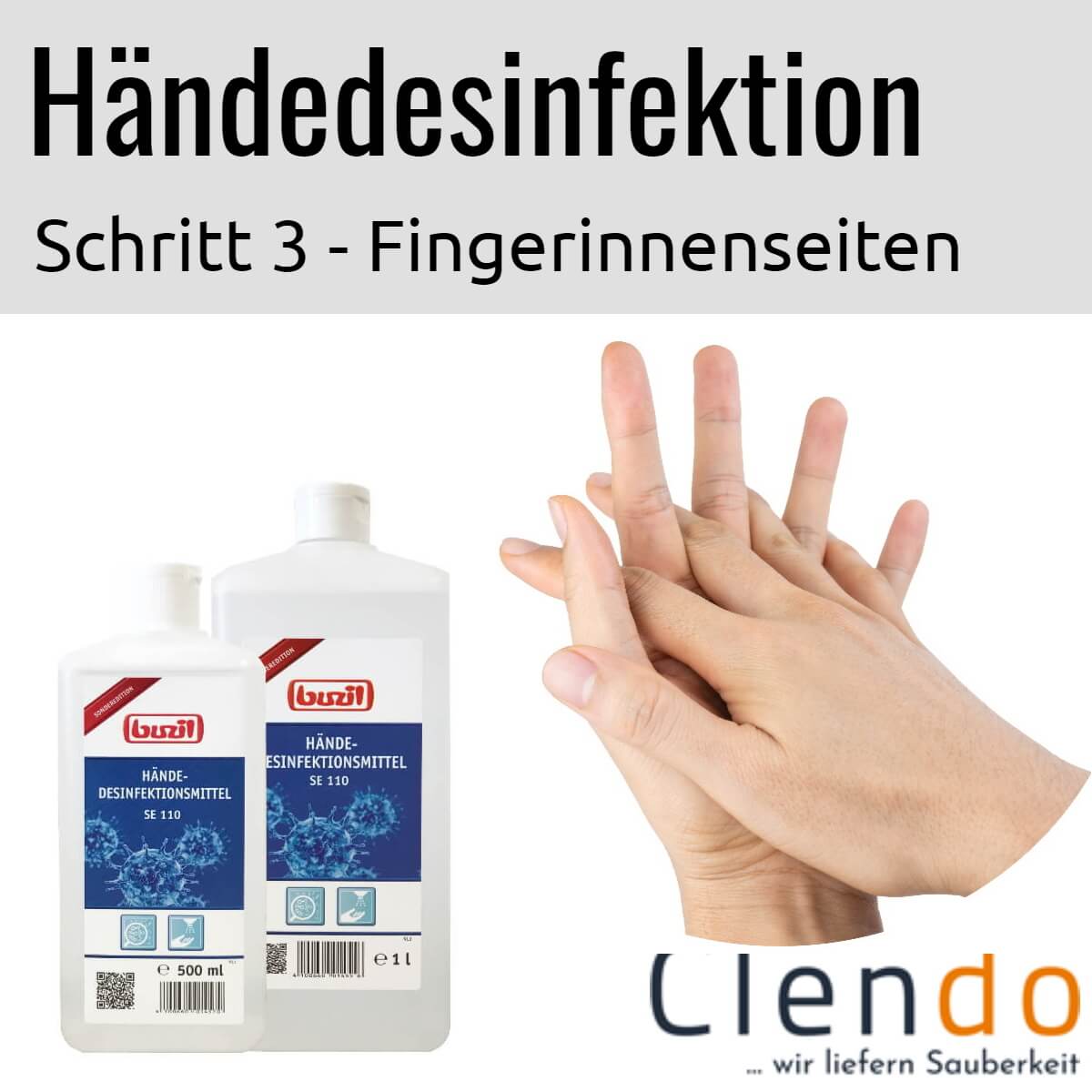Händedesinfektion Buzil SE110  - Handrücken desinfizieren Fingerinnenseiten