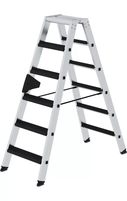 Munk Günzburger Steigtechnik Stufen-Stehleiter beidseitig begehbar mit clip-step relax 2x6 Stufen