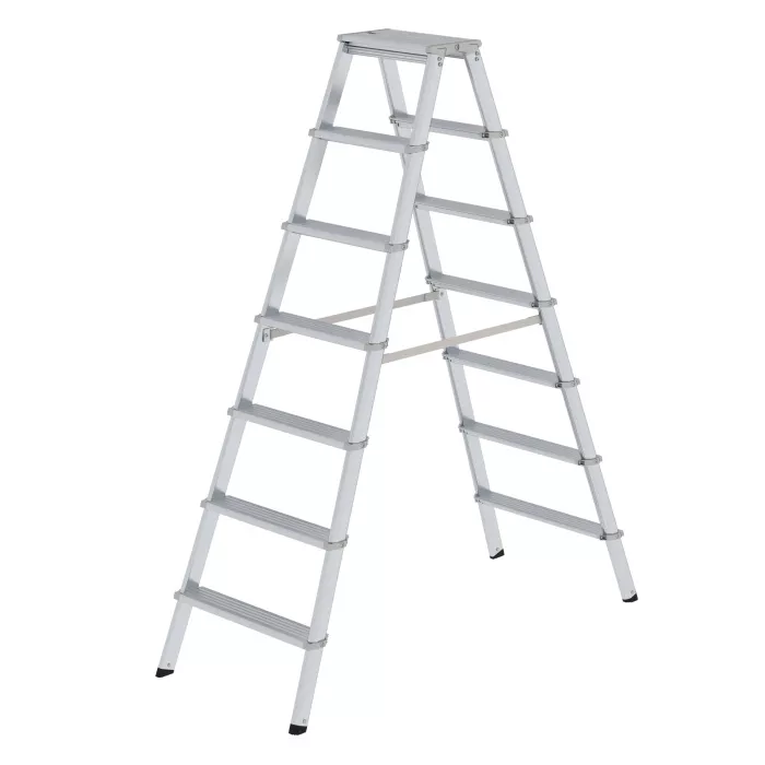 Munk Günzburger Steigtechnik ML Stufen-Stehleiter beidseitig begehbar 2x7 Stufen