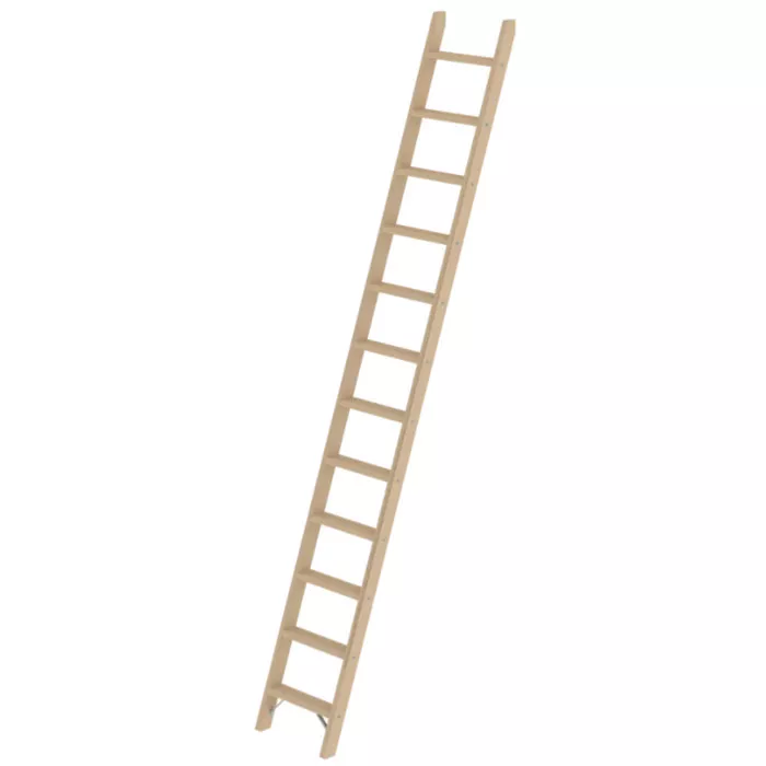 Munk Günzburger Steigtechnik Stufen-Anlegeleiter aus Holz ohne Traverse 12 Stufen