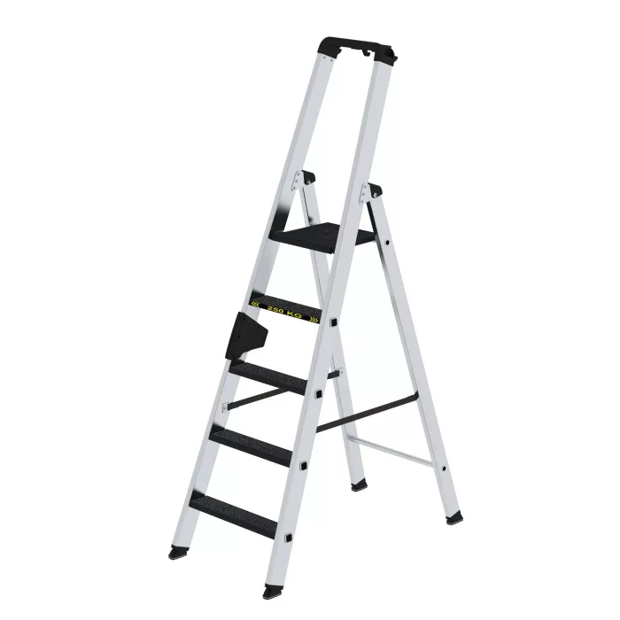 Munk Günzburger Steigtechnik Stufen-Stehleiter 250 kg einseitig begehbar mit clip-step R13 5-Stufig