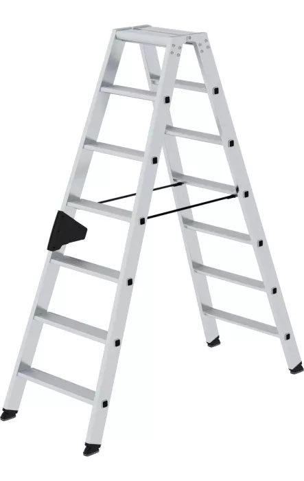 Günzburger Steigtechnik Stufen-Stehleiter beidseitig begehbar 2x7 Stufen