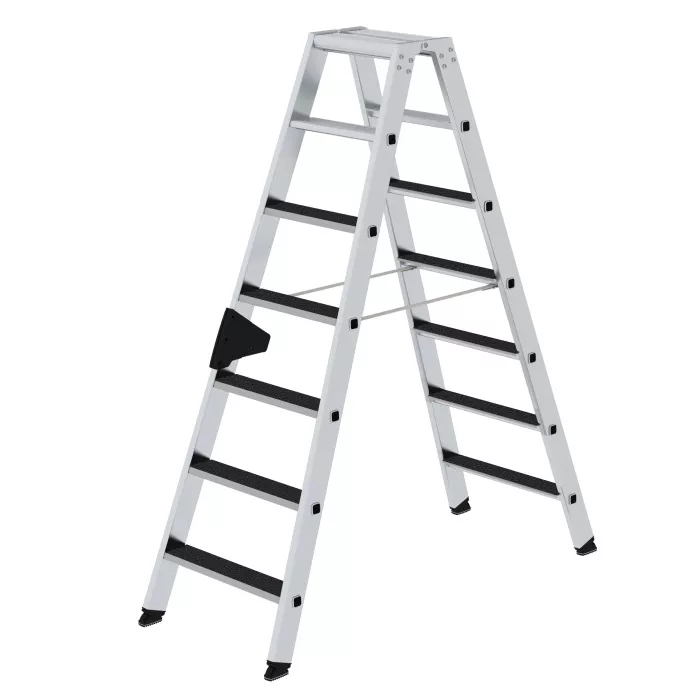Munk Günzburger Steigtechnik Stufen-Stehleiter beidseitig begehbar mit clip-step R13 2x7 Stufen